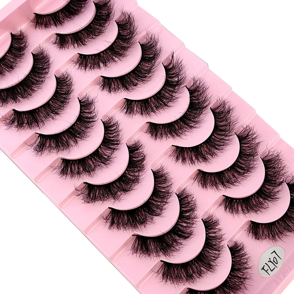 10 paires de faux cils effets naturels