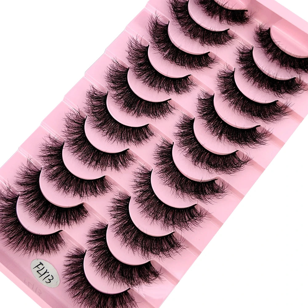 10 paires de faux cils effets naturels