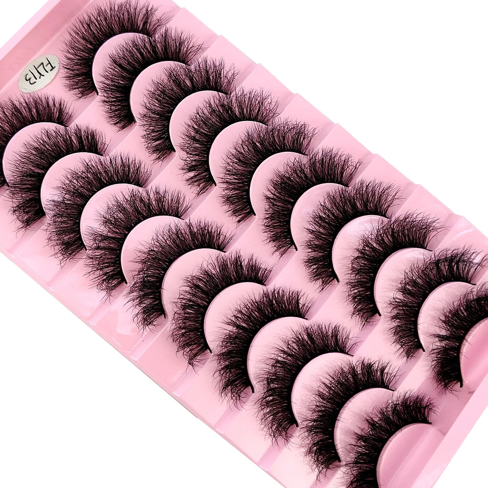 10 paires de faux cils effets naturels
