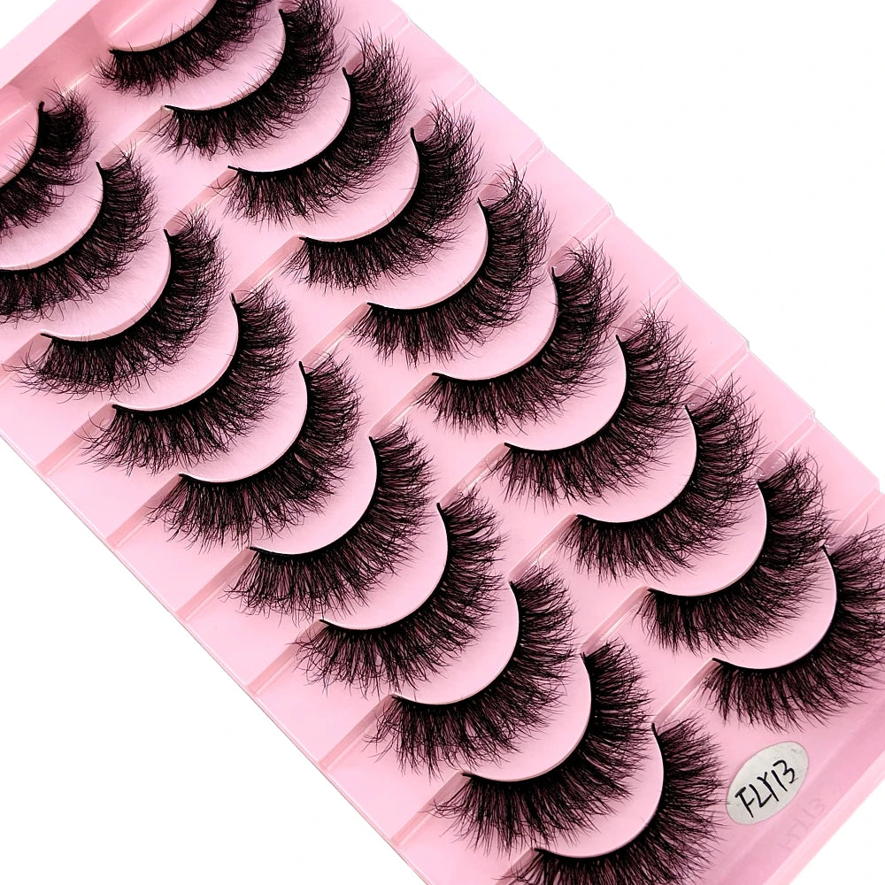 10 paires de faux cils effets naturels