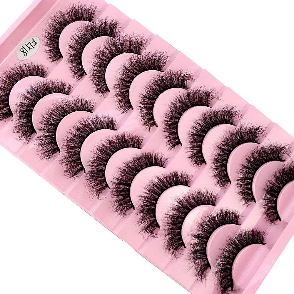 10 paires de faux cils effets naturels