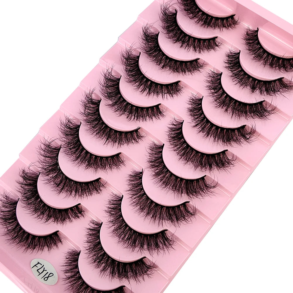 10 paires de faux cils effets naturels