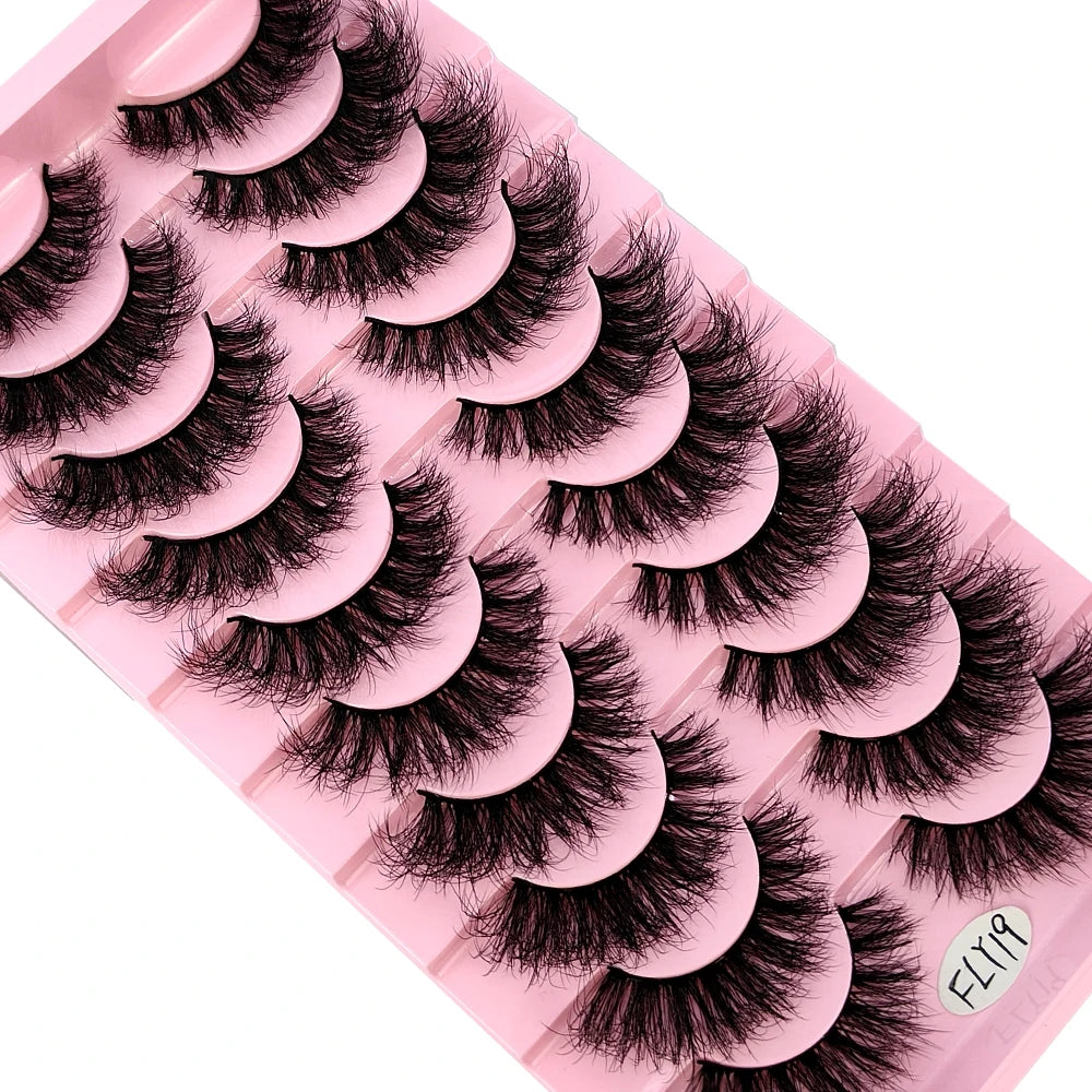 10 paires de faux cils effets naturels