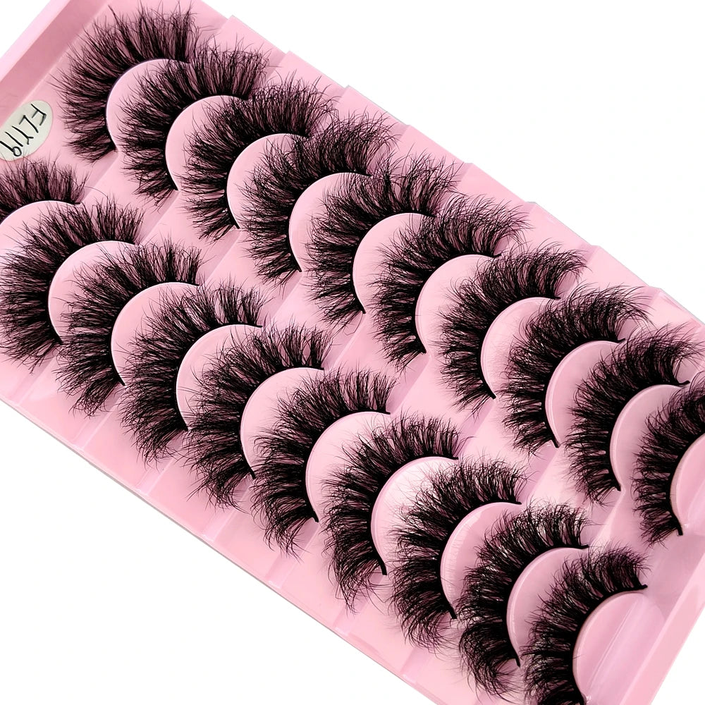 10 paires de faux cils effets naturels